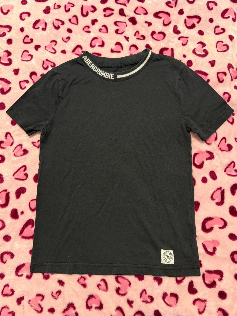 Abercrombie & Fitch Kids Black Logo-Trim Crewneck Tee